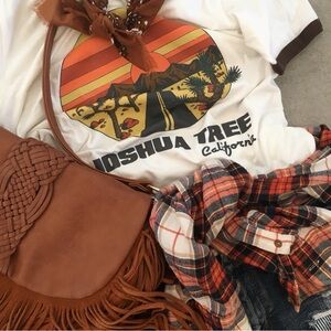 ELECTRIC WEST Joshua Tree Ringer Tee M Desert Festival